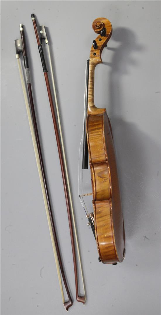 A violin with two-piece back 22.5in.